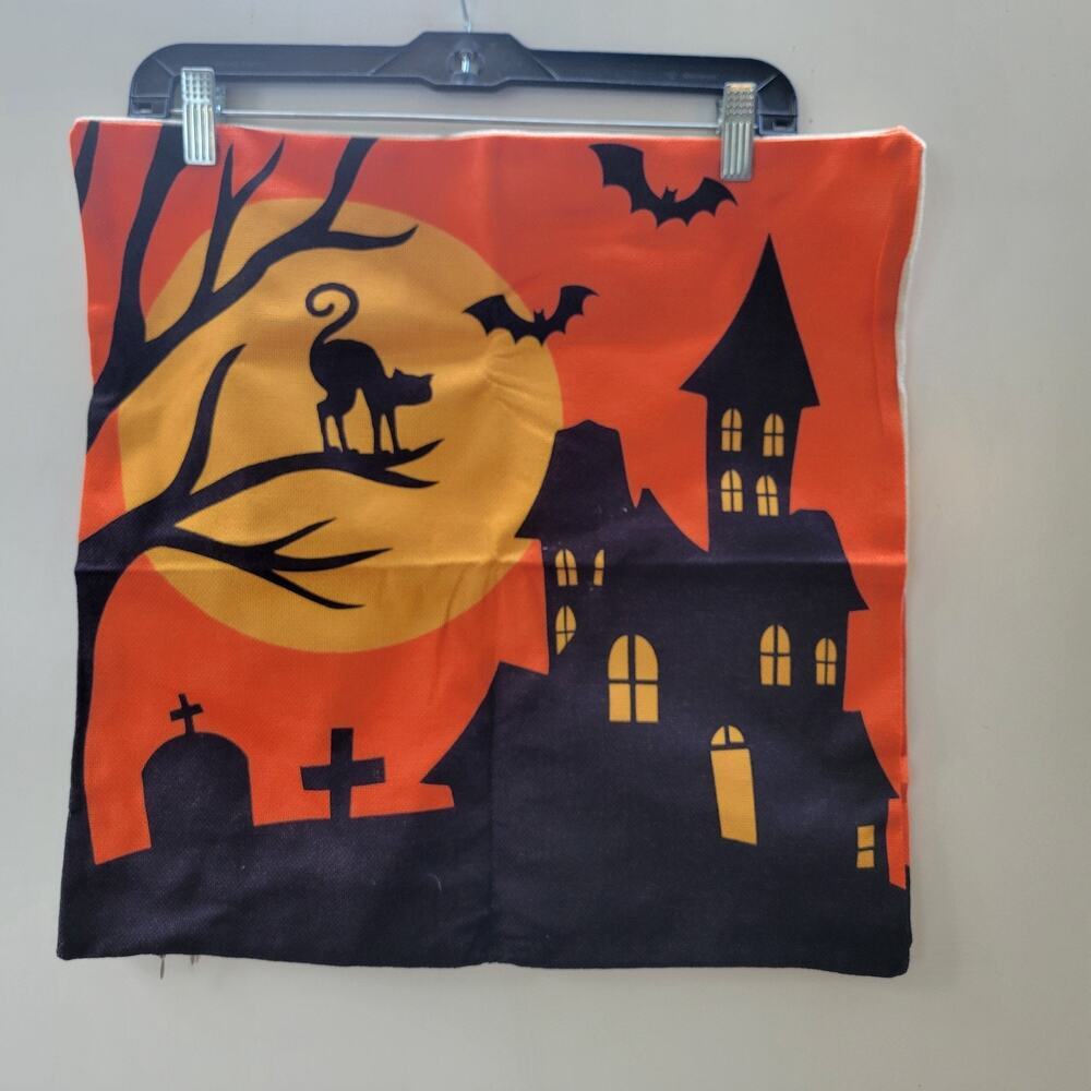 Pauleon Halloween Pillow Covers Set 2 18x18 Orange Haunted House Witches Excelle